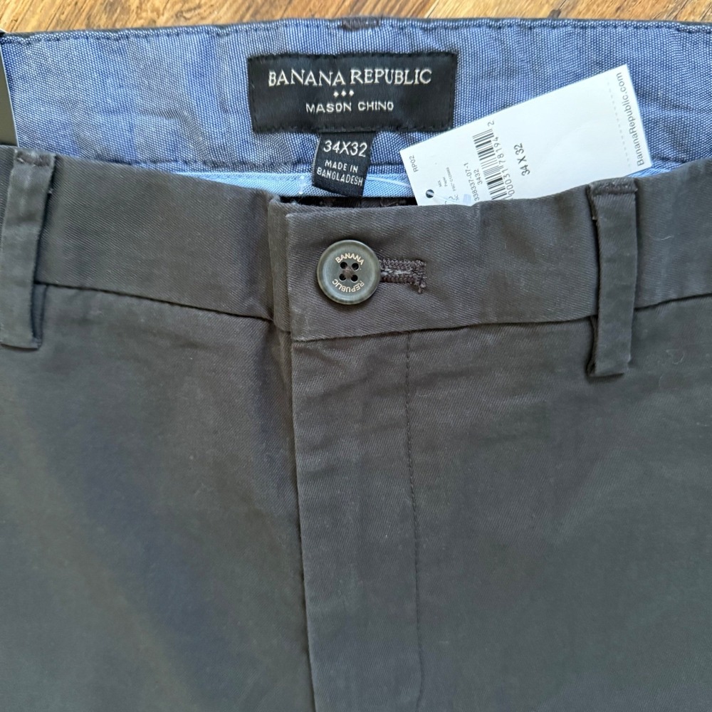 NEW Banana Republic Mason Stretch Chino Mens 34x32 Charcoal Gray Athletic Khaki - Picture 4 of 10